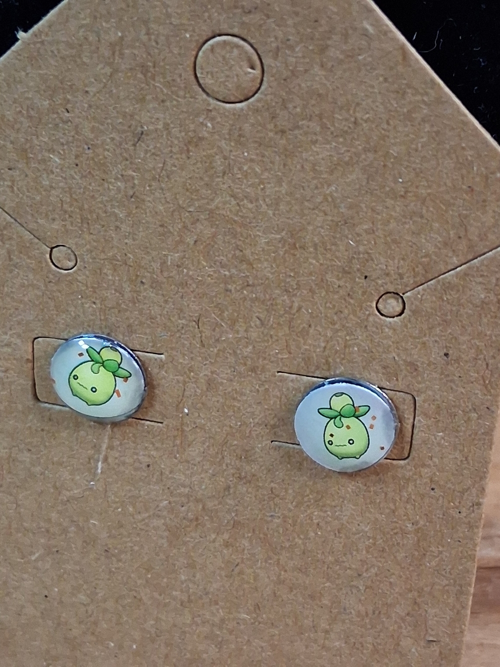 Handmade Pokemon Smoliv Stud Resin Earrings